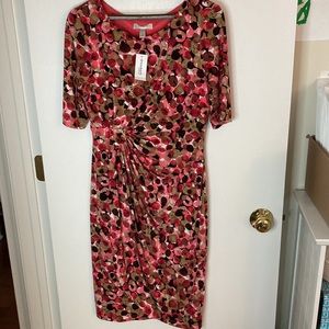 Dress barn printed dress, gathered side. Size 10
